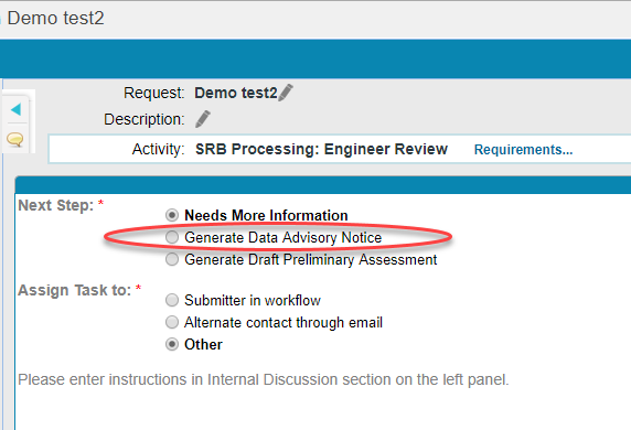 Generate Data Advisory Notice